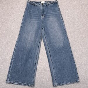 Habitual Braided Wide Leg Crop Jeans Women's 6/28 High Rise Medium Wash Denim